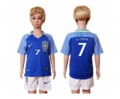 Brazil #7 D.Costa Away Kid Soccer Country Jersey