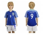 Brazil #9 Ronaldo Away Kid Soccer Country Jersey