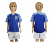 Brazil Blank Away Kid Soccer Country Jersey1