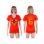Women Belgium #6 Witsel Red Home Soccer Country Jersey