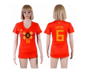 Women Belgium #6 Witsel Red Home Soccer Country Jersey