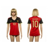 Women's Belgium #10 Hazard Red Home Soccer Country Jersey