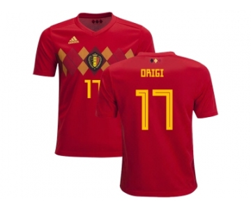 Belgium #17 Origi Home Kid Soccer Country Jersey