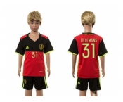 Belgium #31 Tielemans Red Home Kid Soccer Country Jersey