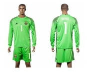 Ukraine #1 Boyko Green Goalkeeper Long Sleeves Soccer Country Jersey