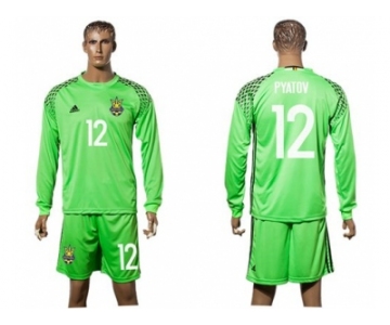 Ukraine #12 Pyatov Green Goalkeeper Long Sleeves Soccer Country Jersey
