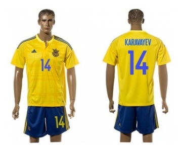 Ukraine #14 Karavayev Home Soccer Country Jersey