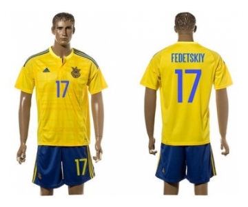 Ukraine #17 Fedetskiy Home Soccer Country Jersey