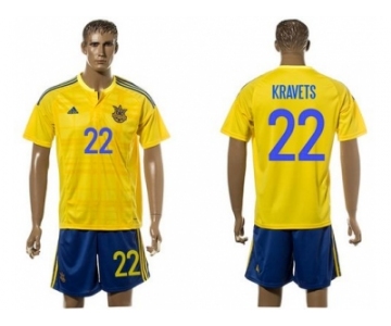 Ukraine #22 Kravets Home Soccer Country Jersey