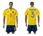 Ukraine #3 Khaceridi Home Soccer Country Jersey