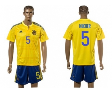 Ukraine #5 Kucher Home Soccer Country Jersey
