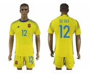 Spain #12 De Gea Yellow Goalkeeper Soccer Country Jersey