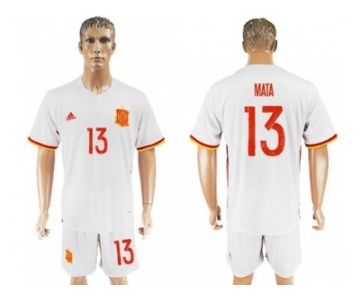 Spain #13 Mata Away Soccer Country Jersey
