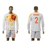 Spain #2 Azpilicueta White Away Long Sleeves Soccer Country Jersey1