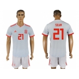 Spain #21 Silva Away Soccer Country Jersey