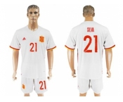 Spain #21 Silva Away Soccer Country Jersey