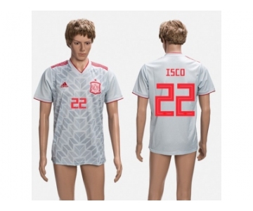 Spain #22 Isco Grey Training Soccer Country Jersey