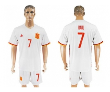 Spain #7 Raul Away Soccer Country Jersey