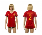 Women's Spain #2 Azpilicueta Red Home Soccer Country Jersey