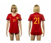 Women's Spain #21 Nolito Red Home Soccer Country Jersey