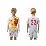 Spain #22 Isco White Away Kid Soccer Country Jersey