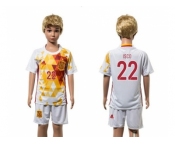 Spain #22 Isco White Away Kid Soccer Country Jersey