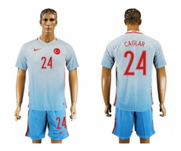 Turkey #24 Caglar Away Soccer Country Jersey