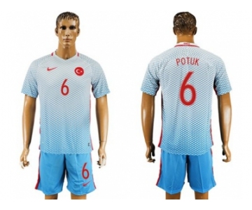 Turkey #6 Potuk Away Soccer Country Jersey