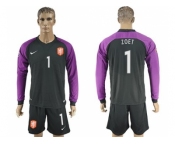 Holland #1 Zoet Black Goalkeeper Long Sleeves Soccer Country Jersey