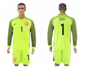 Holland #1 Zoet Green Long Sleeves Goalkeeper Soccer Country Jersey