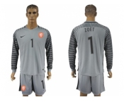 Holland #1 Zoet Grey Goalkeeper Long Sleeves Soccer Country Jersey