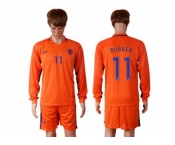 Holland #11 Robben Home Long Sleeves Soccer Country Jersey