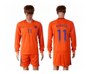 Holland #11 Robben Home Long Sleeves Soccer Country Jersey
