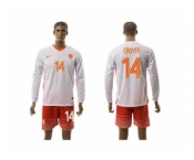 Holland #14 Cruyff Away Long Sleeves Soccer Country Jersey