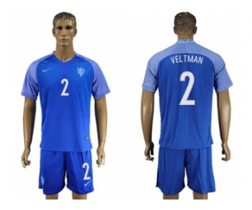 Holland #2 Veltman Away Soccer Country Jersey