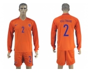 Holland #2 Veltman Home Long Sleeves Soccer Country Jersey