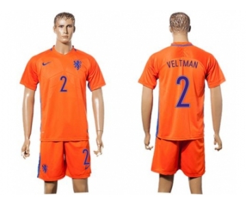 Holland #2 Veltman Home Soccer Country Jersey
