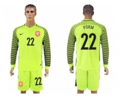 Holland #22 Vorm Green Long Sleeves Goalkeeper Soccer Country Jersey