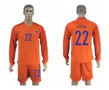 Holland #22 Vorm Home Long Sleeves Soccer Country Jersey
