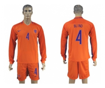 Holland #4 Blind Home Long Sleeves Soccer Country Jersey