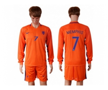 Holland #7 Memphis Home Long Sleeves Soccer Country Jersey