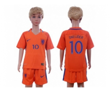 Holland #10 Sneijder Home Kid Soccer Country Jersey