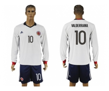 Colombia #10 Valderrama Away Long Sleeves Soccer Country Jersey