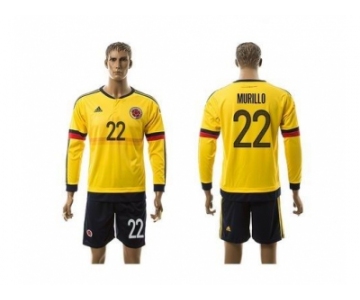 Colombia #22 Murillo Home Long Sleeves Soccer Country Jersey