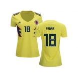 Women Colombia #18 Fabra Home Soccer Country Jersey