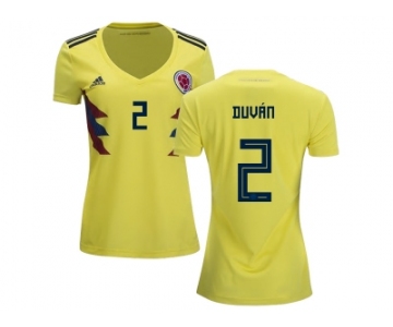 Women Colombia #2 Duvan Home Soccer Country Jersey