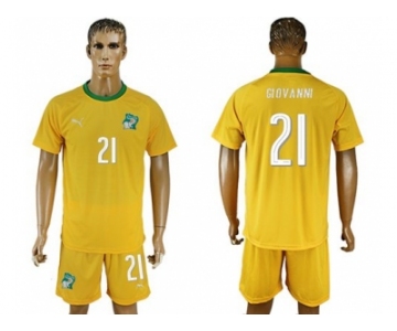 Cote dlvoire #21 Giovanni Home Soccer Country Jersey