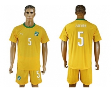 Cote dlvoire #5 Zokora Home Soccer Country Jersey