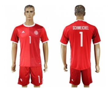 Danmark #1 Schmeichel Red Home Soccer Country Jersey