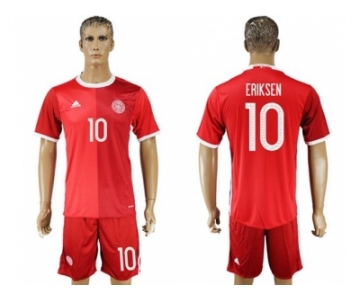 Danmark #10 Eriksen Red Home Soccer Country Jersey